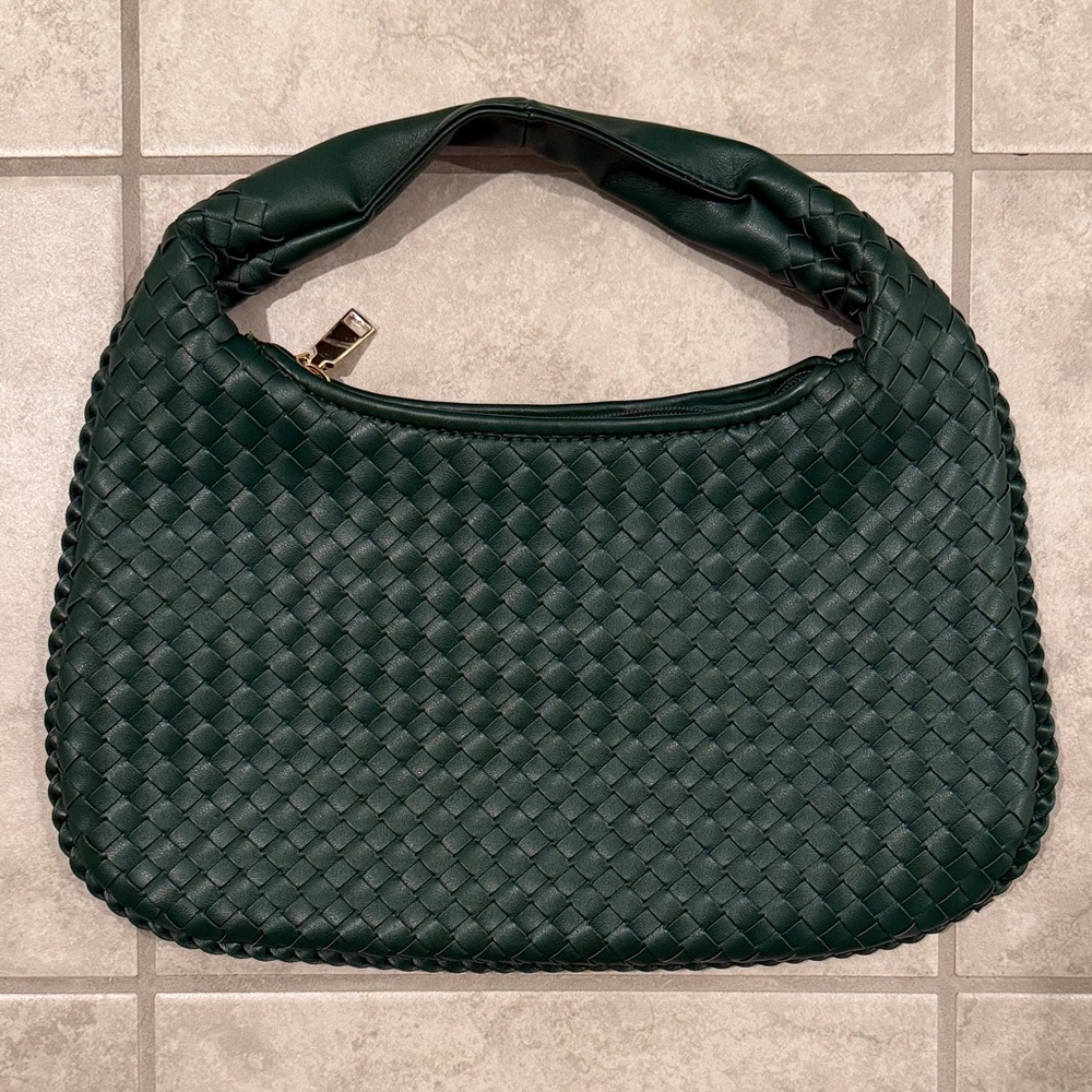 Urban Expressions Woven Hobo Shoulder Bag in Deep Green